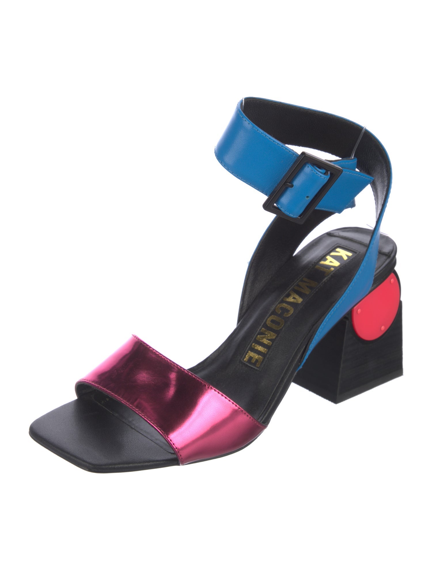 Kat Maconie Leather Colorblock Pattern Sandals