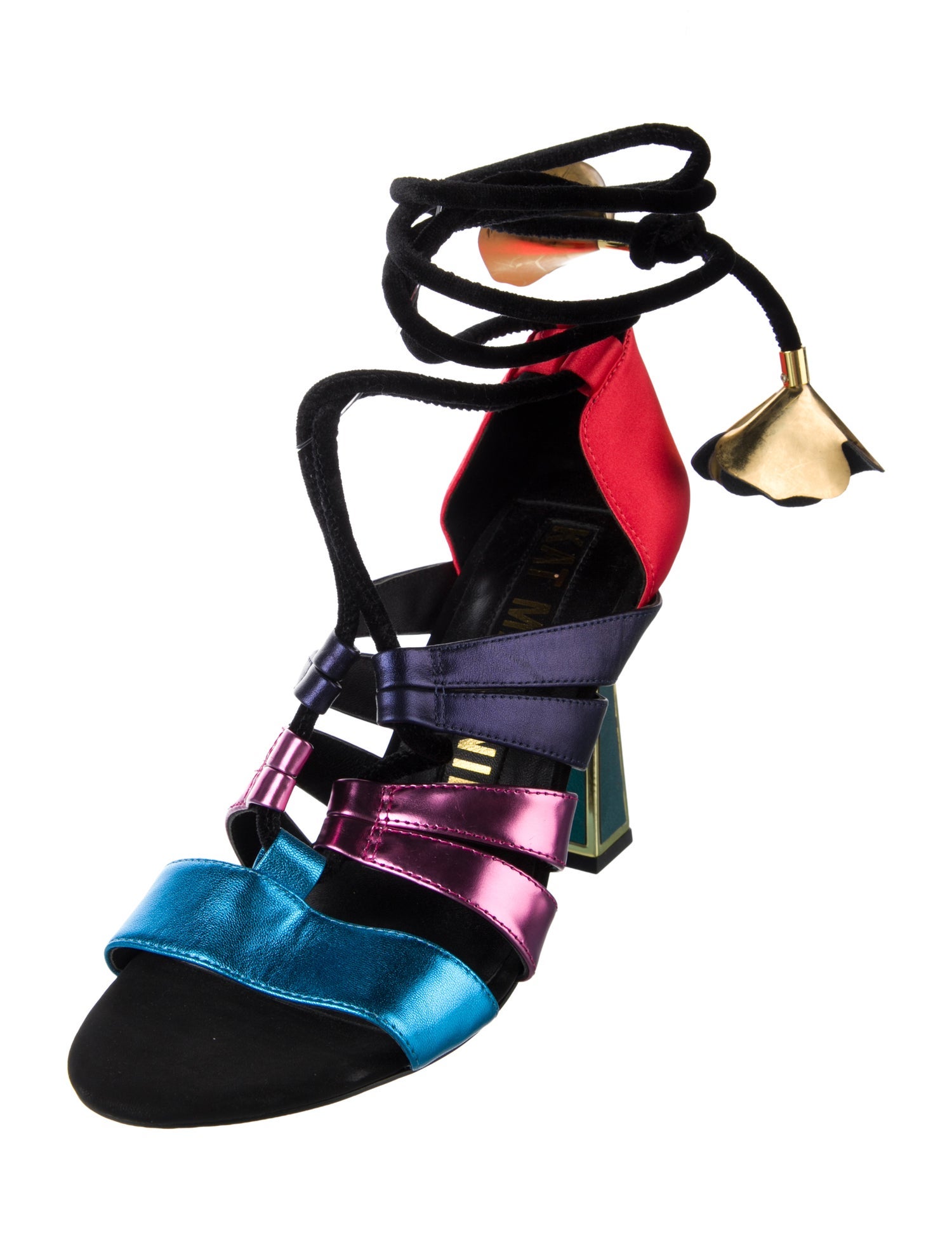 Kat Maconie Satin Animal Print T-Strap Pumps