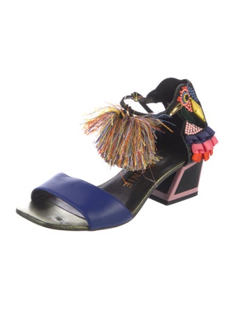 Kat Maconie Leather Printed Slingback Sandals