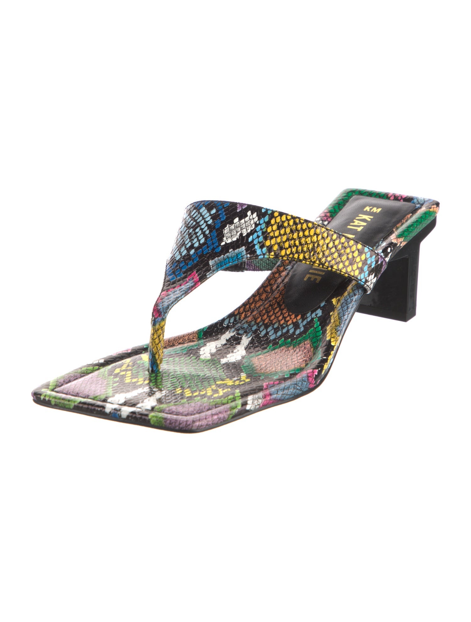 Kat Maconie Leather Animal Print T-Strap Sandals