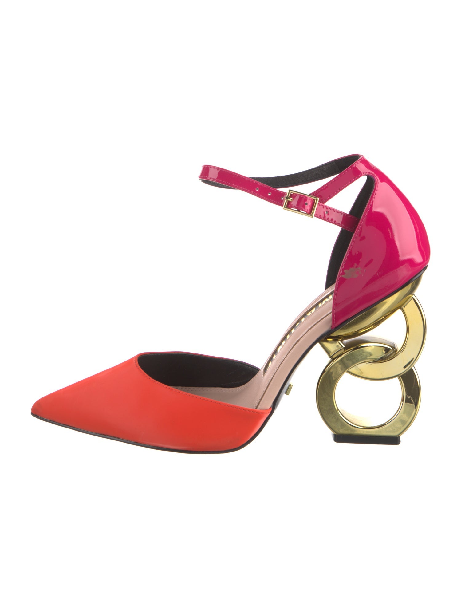 Kat Maconie Patent Leather Colorblock Pattern D'Orsay Pumps