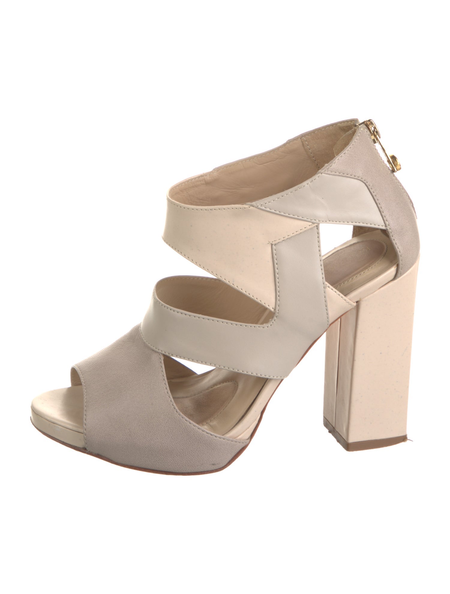 Kat Maconie Leather Colorblock Pattern Gladiator Sandals