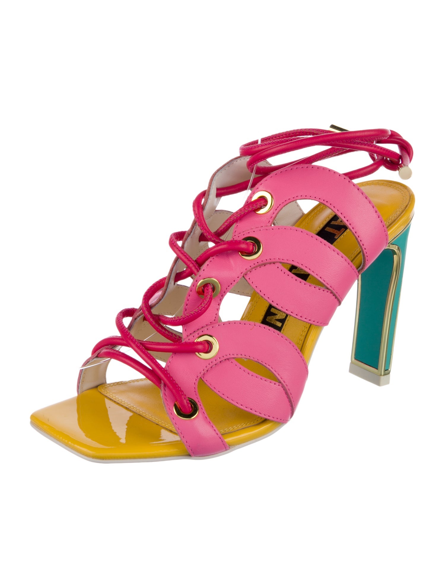 Kat Maconie Leather Printed Slingback Sandals