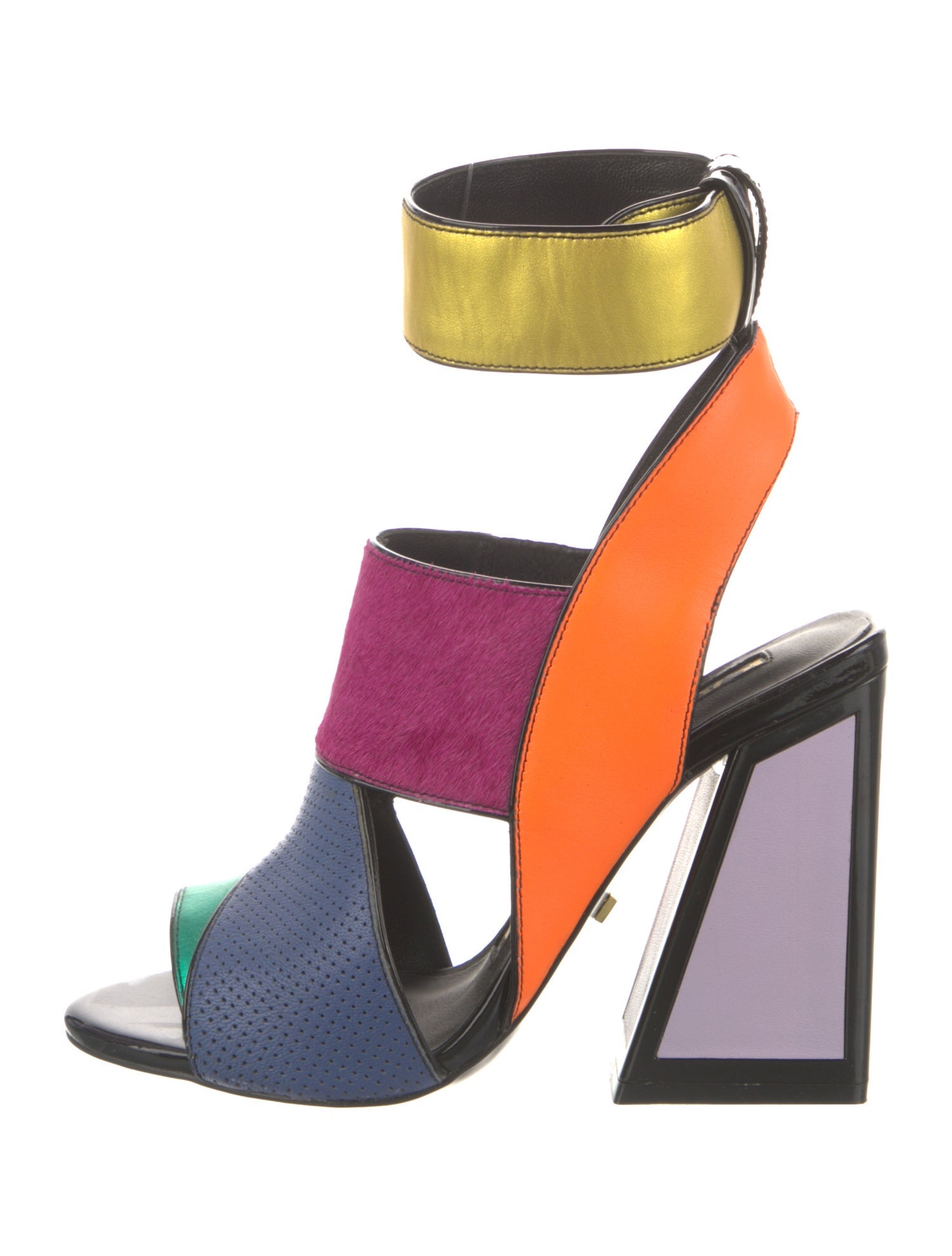 Kat Maconie Leather Colorblock Pattern Sandals