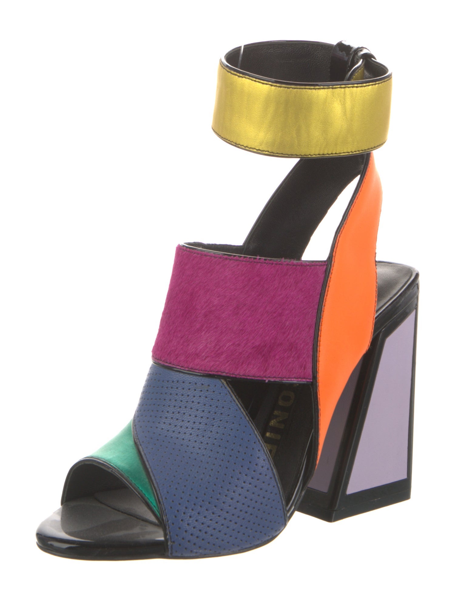 Kat Maconie Leather Colorblock Pattern Sandals