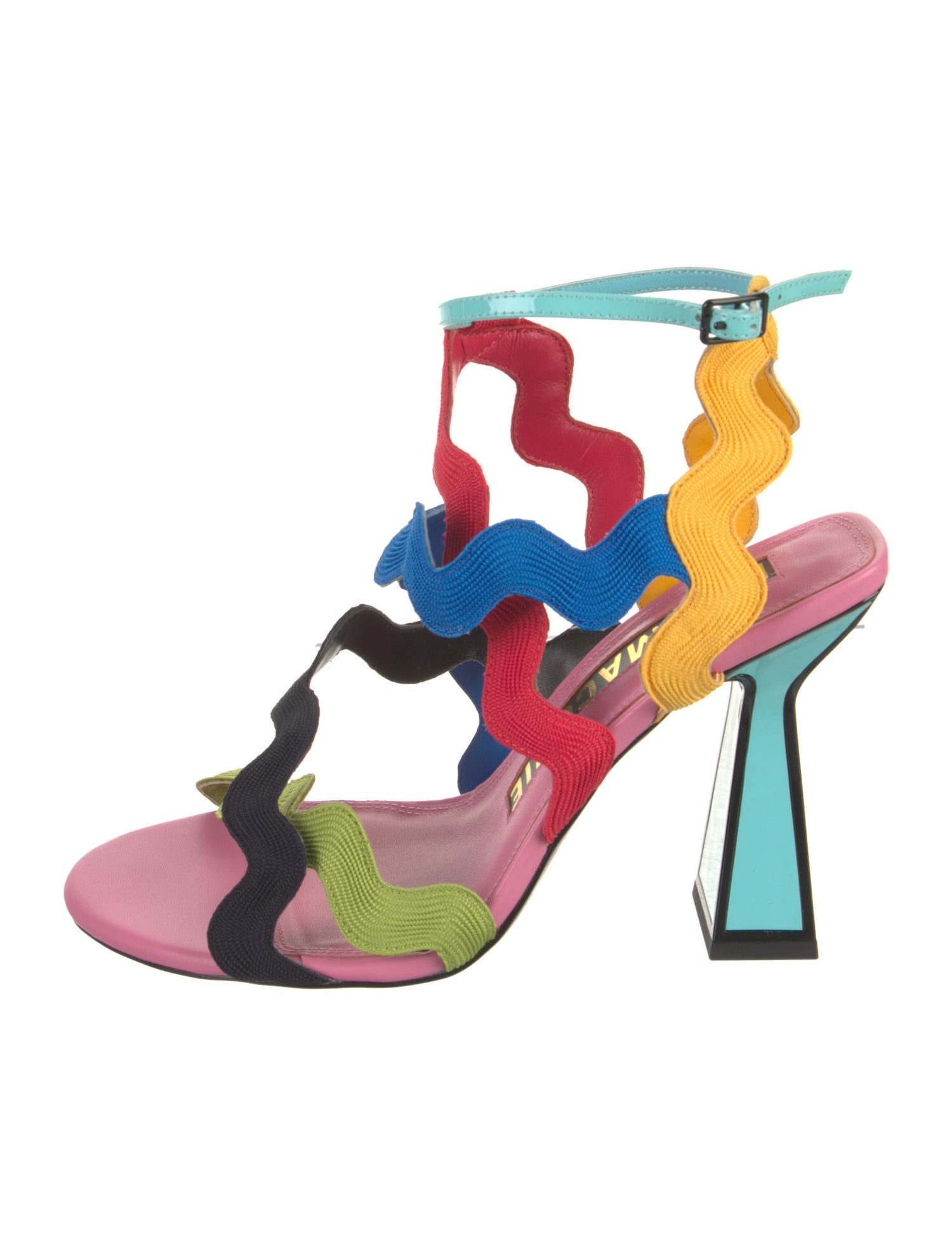 Kat Maconie Leather Colorblock Pattern Slingback Sandals