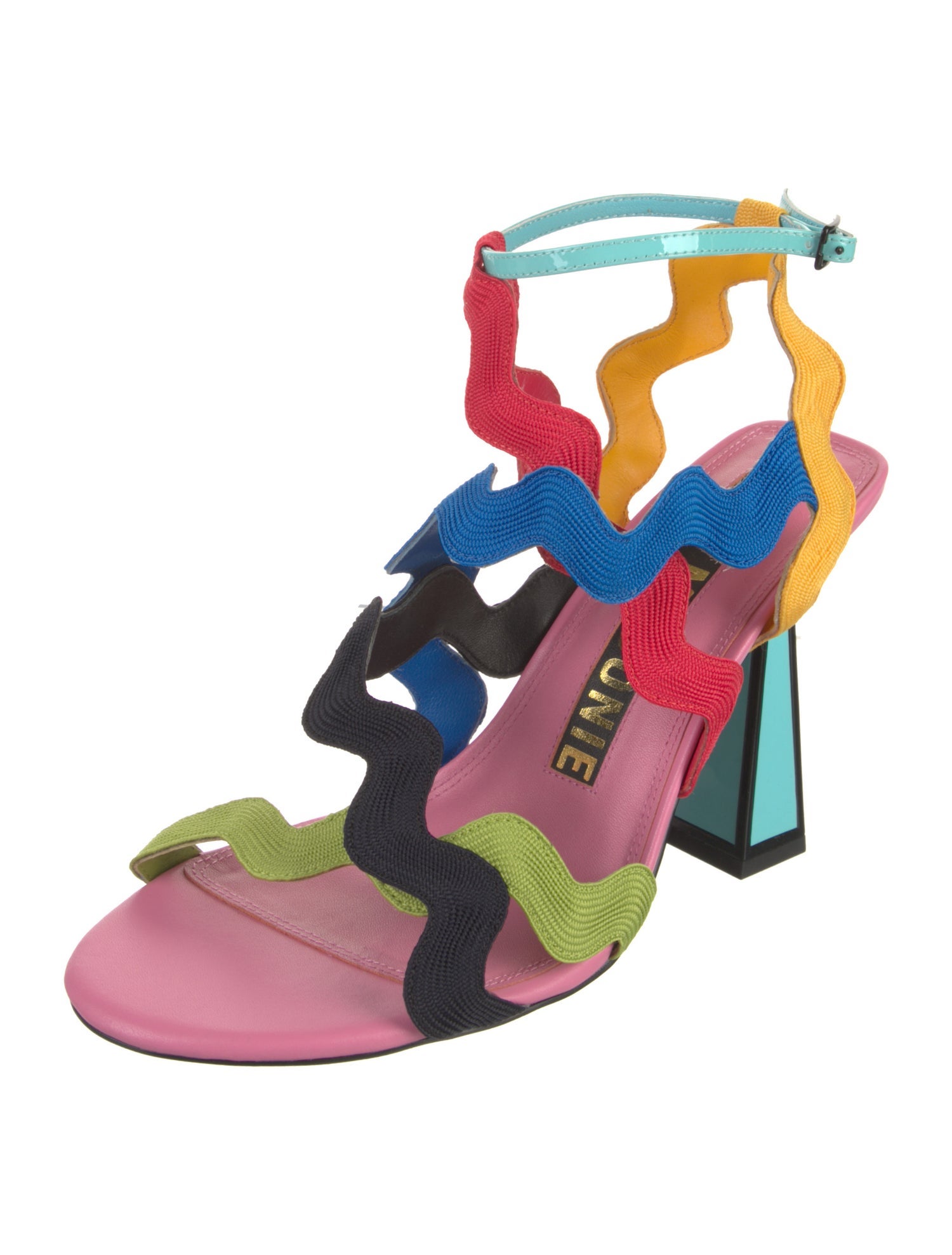 Kat Maconie Leather Colorblock Pattern Slingback Sandals