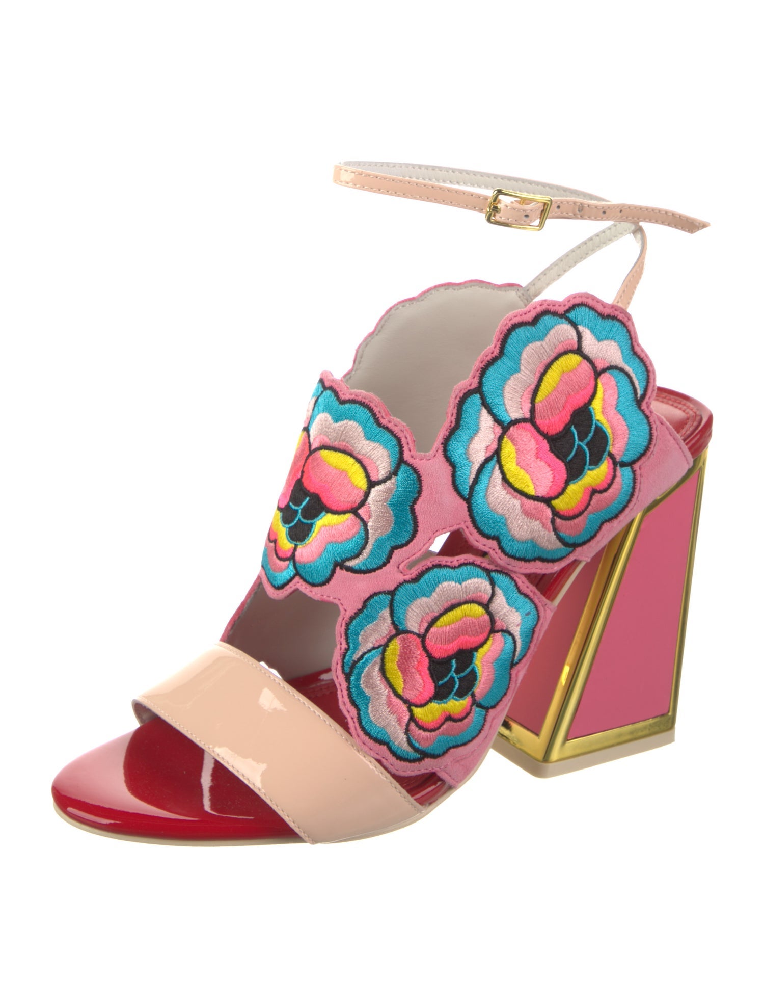 Kat Maconie Leather Floral Print Sandals