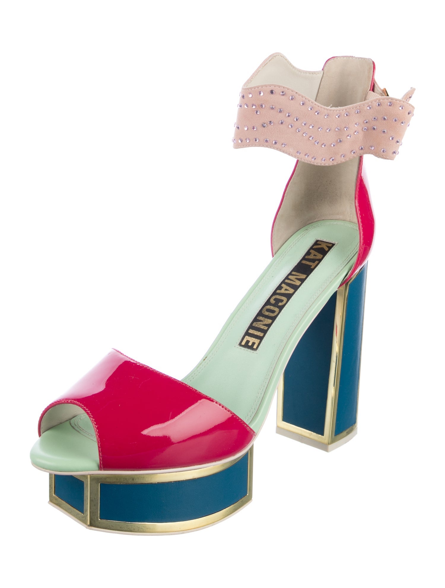 Kat Maconie Patent Leather Colorblock Pattern D'Orsay Pumps