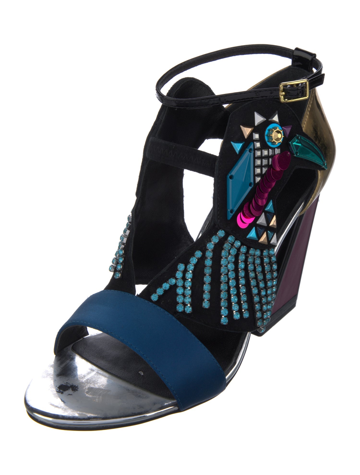 Kat Maconie Leather Patterned T-Strap Sandals