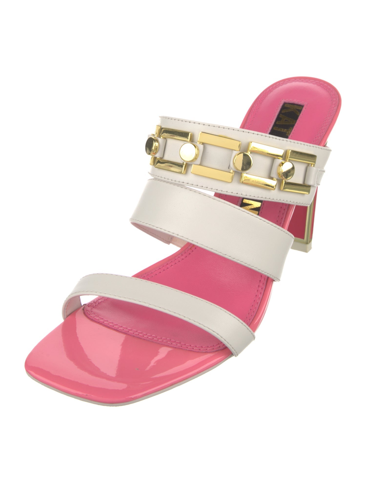 Kat Maconie Patent Leather Colorblock Pattern Slides