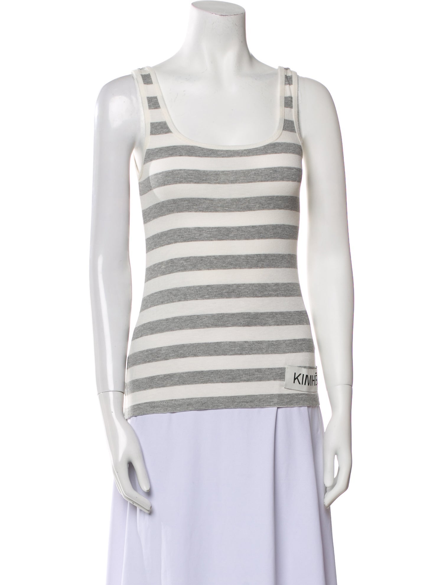 KIMHĒKIM Striped Square Neckline Top