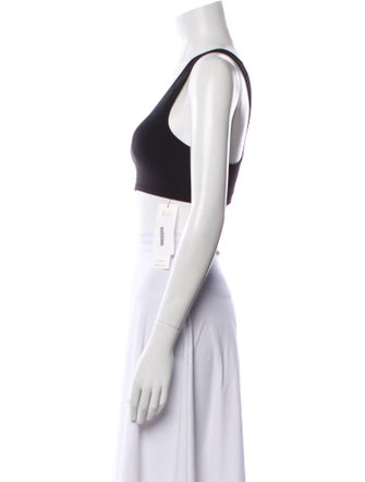 KIMHĒKIM Graphic Print Scoop Neck Crop Top