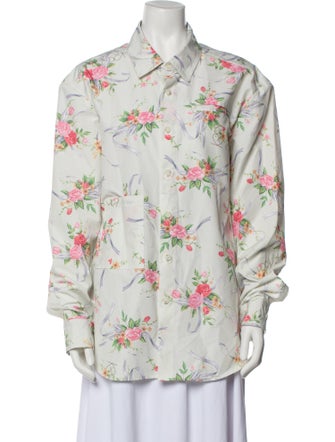 KIJUN Floral Print Long Sleeve Button-Up Top