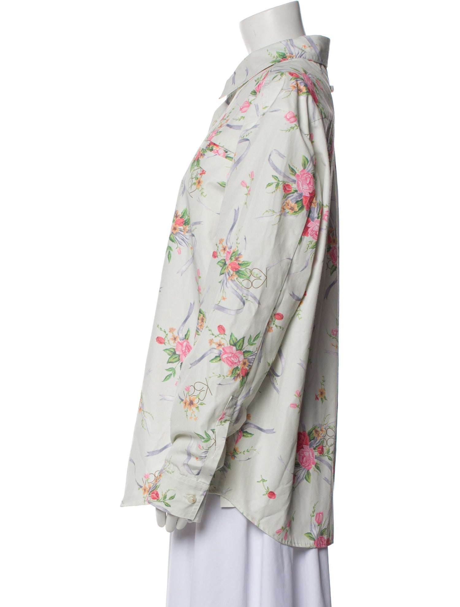 KIJUN Floral Print Long Sleeve Button-Up Top