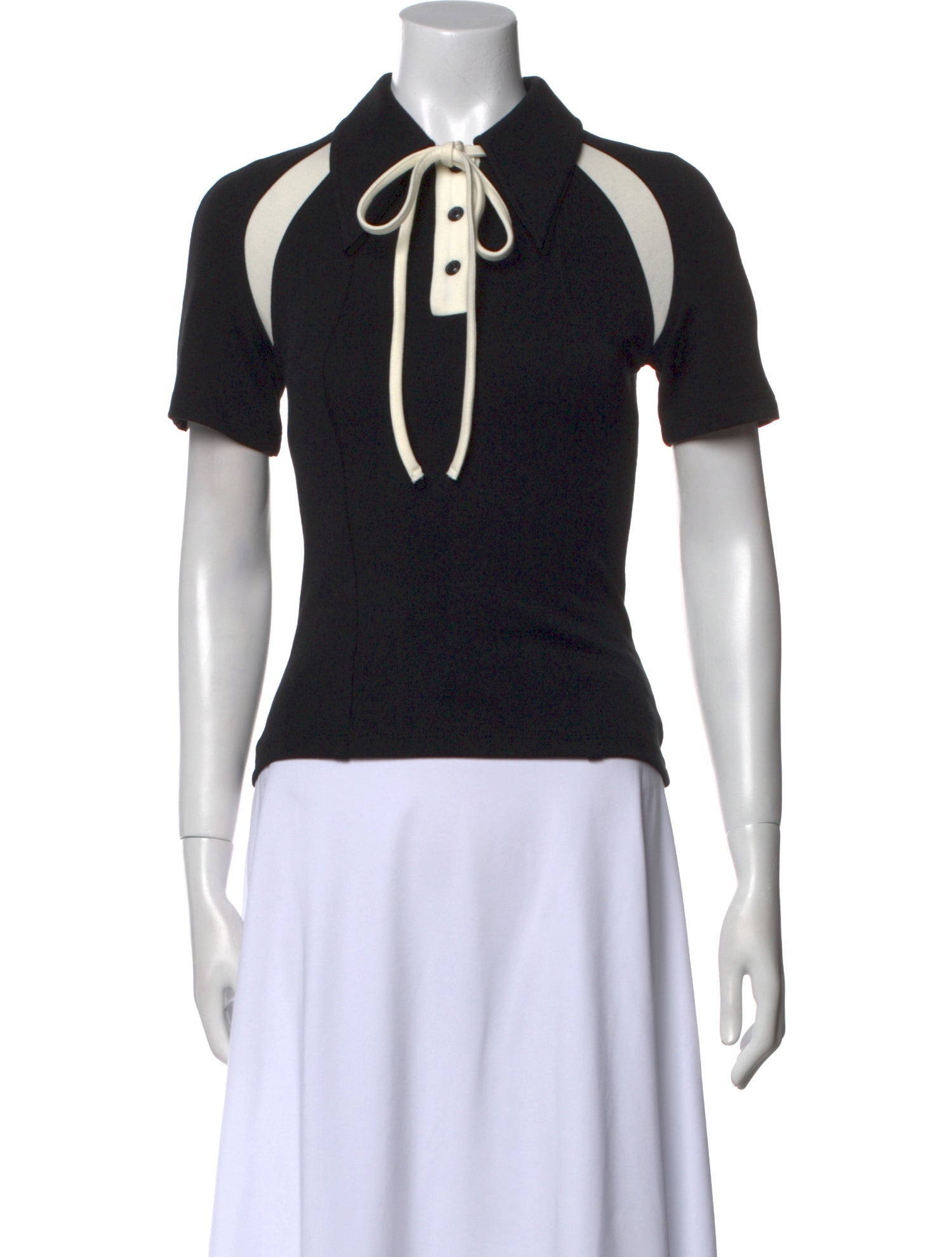 KIJUN Colorblock Pattern Mock Neck Polo