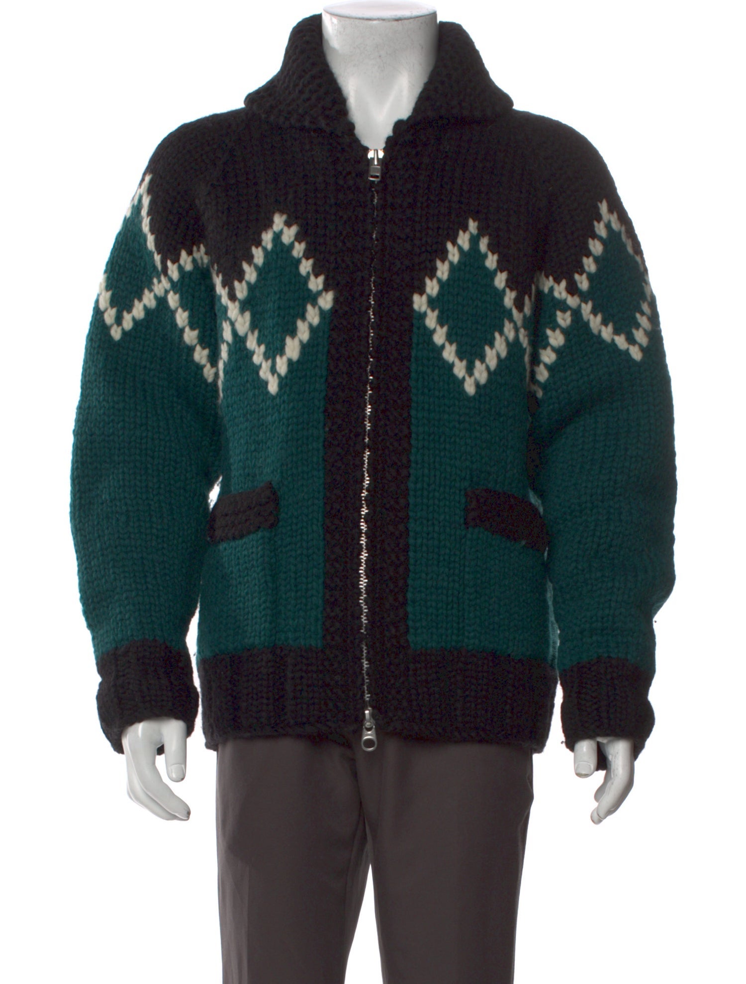 Kanata x Todd Snyder Virgin Wool Colorblock Pattern Cardigan