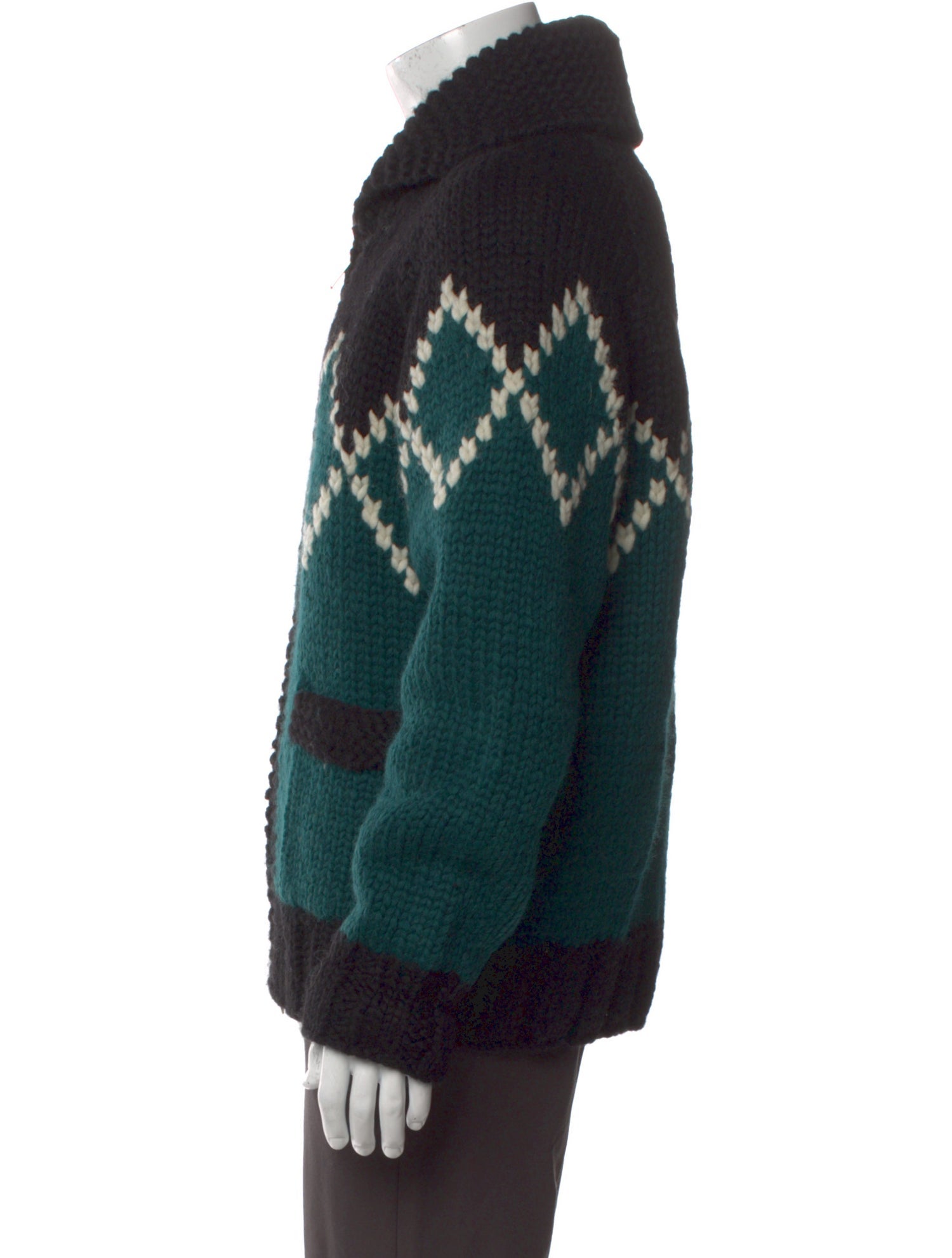 Kanata x Todd Snyder Virgin Wool Colorblock Pattern Cardigan