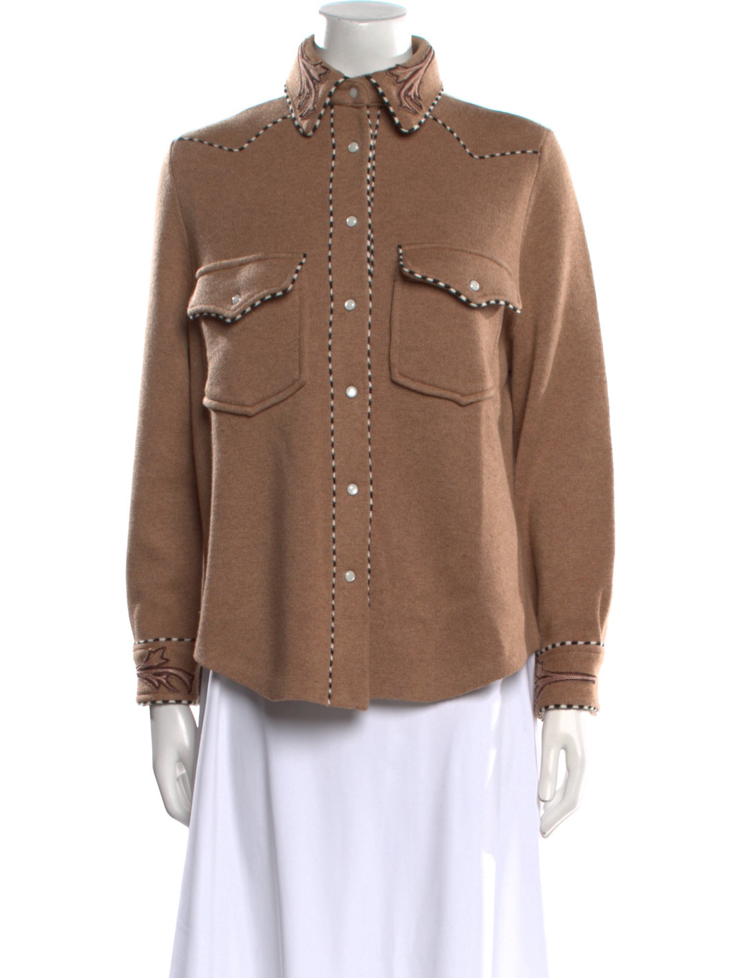 Kujten Cashmere Mock Neck Button-Up Top w/ Tags