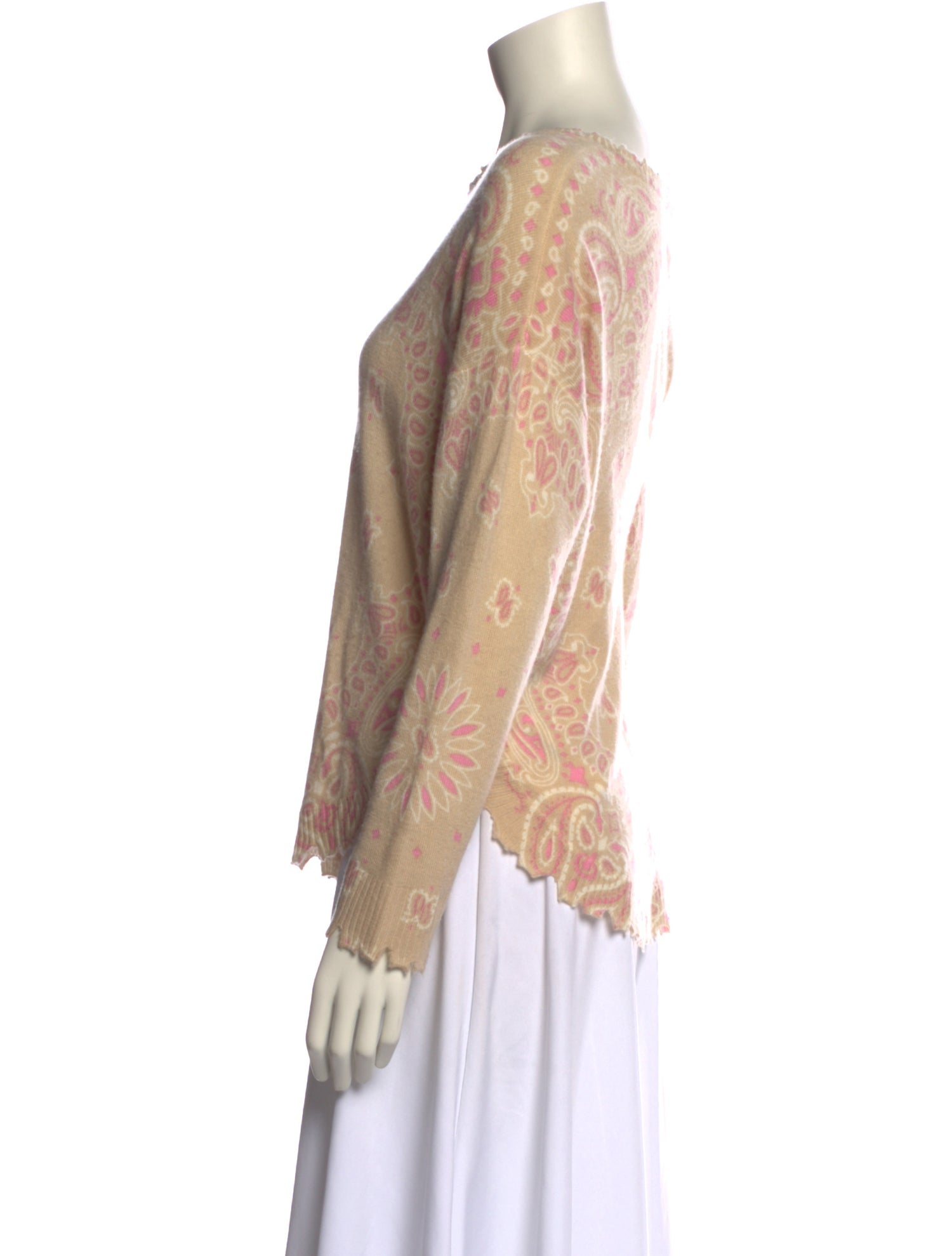 Kujten Cashmere Paisley Print Sweater