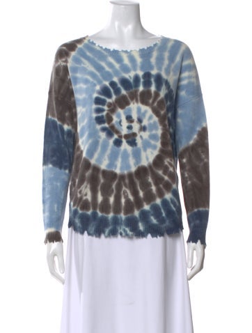 Pre-owned Kujten Cashmere Tie-dye Print Sweater In Blue