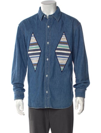 Kuon Striped Long Sleeve Denim Shirt