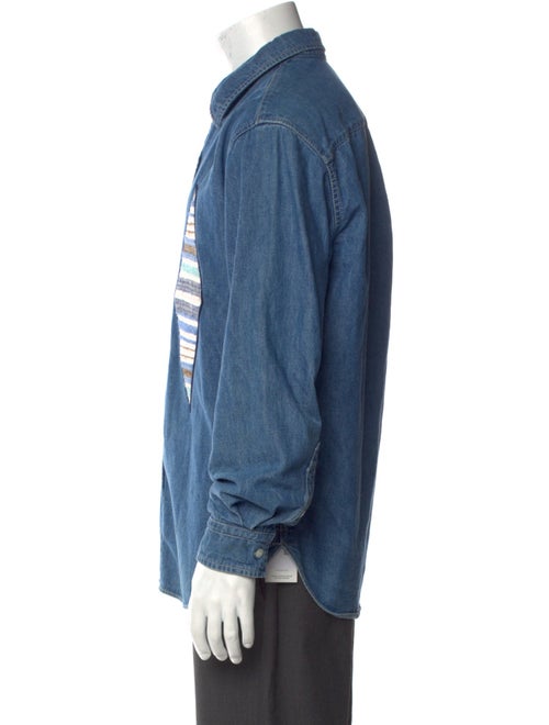 Kuon Striped Long Sleeve Denim Shirt