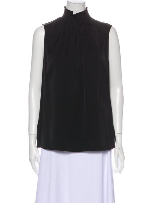 Kobi Halperin Silk Mock Neck Blouse Black