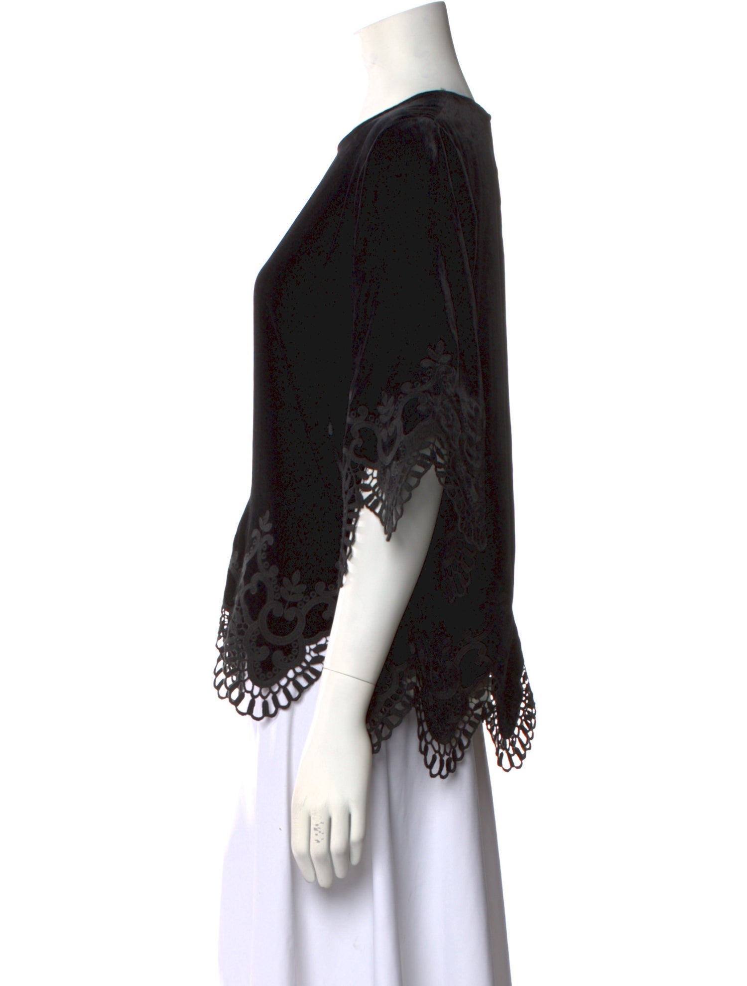 Kobi Halperin Lace Pattern Crew Neck Blouse