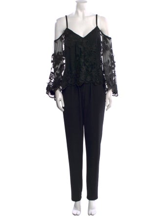 Kobi Halperin Lace Pattern V-Neck Jumpsuit