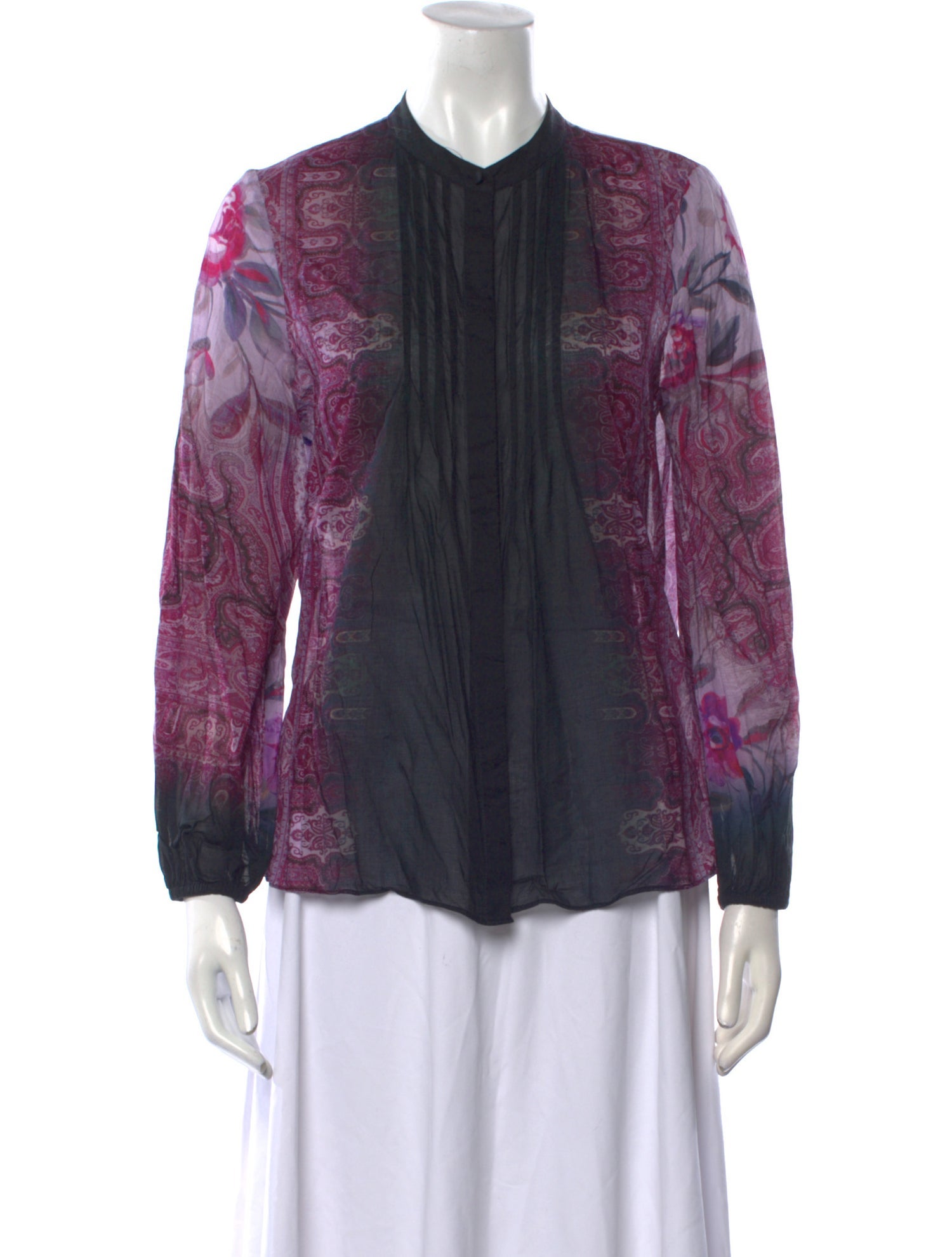 Kobi Halperin Printed Crew Neck Button-Up Top