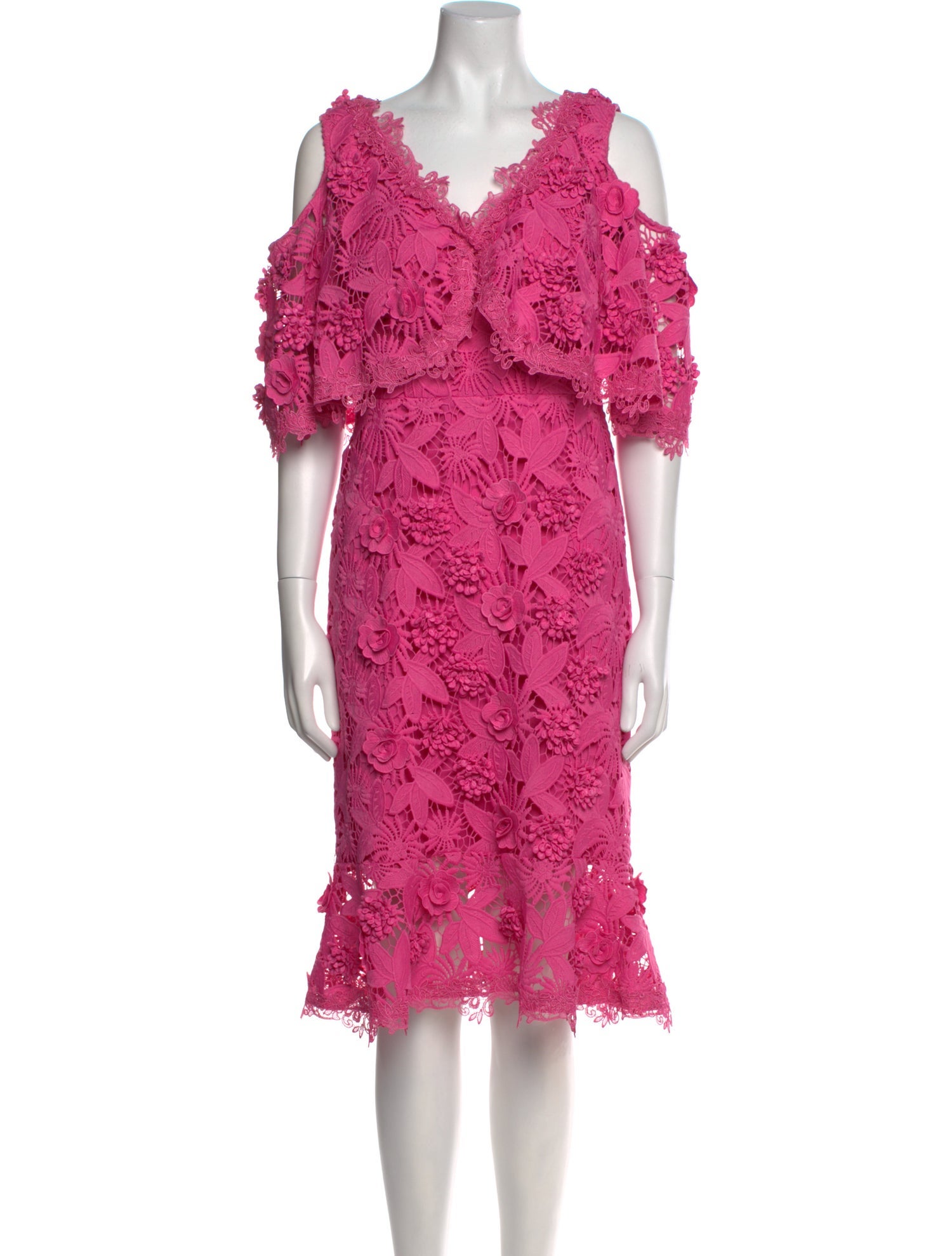 Kobi Halperin Lace Pattern Midi Length Dress
