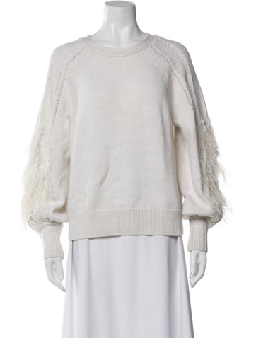 Pre-owned Kobi Halperin Merino Wool Scoop Neck Sweater In White