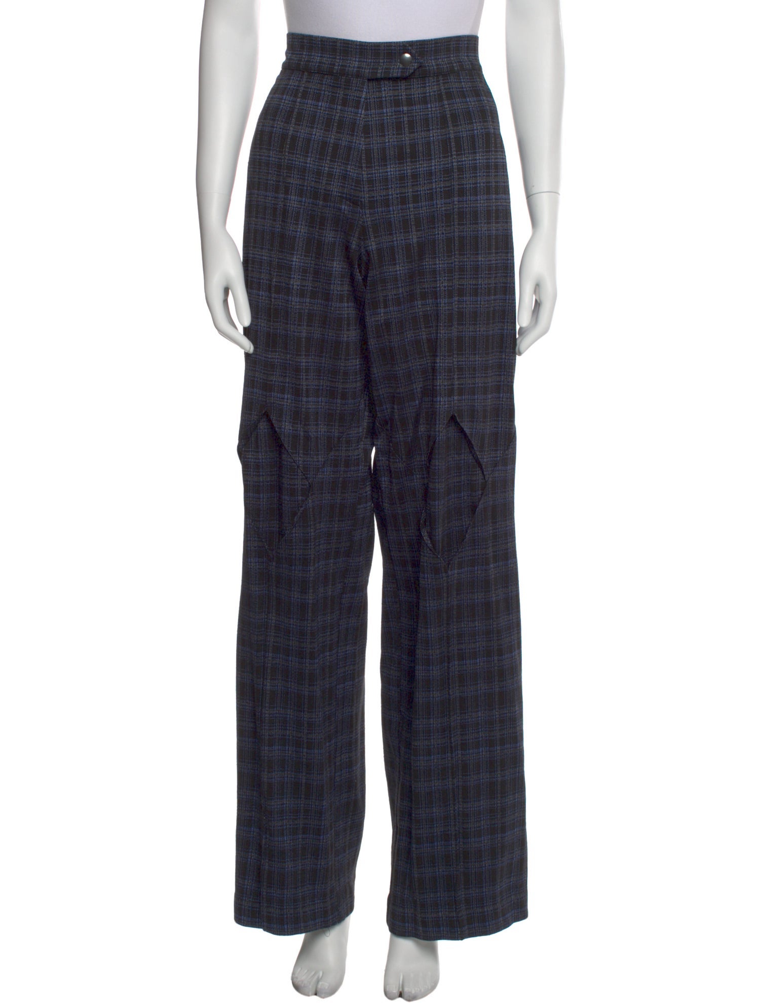 Kiko Kostadinov Plaid Print Wide Leg Pants