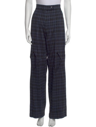 Kiko Kostadinov Plaid Print Wide Leg Pants