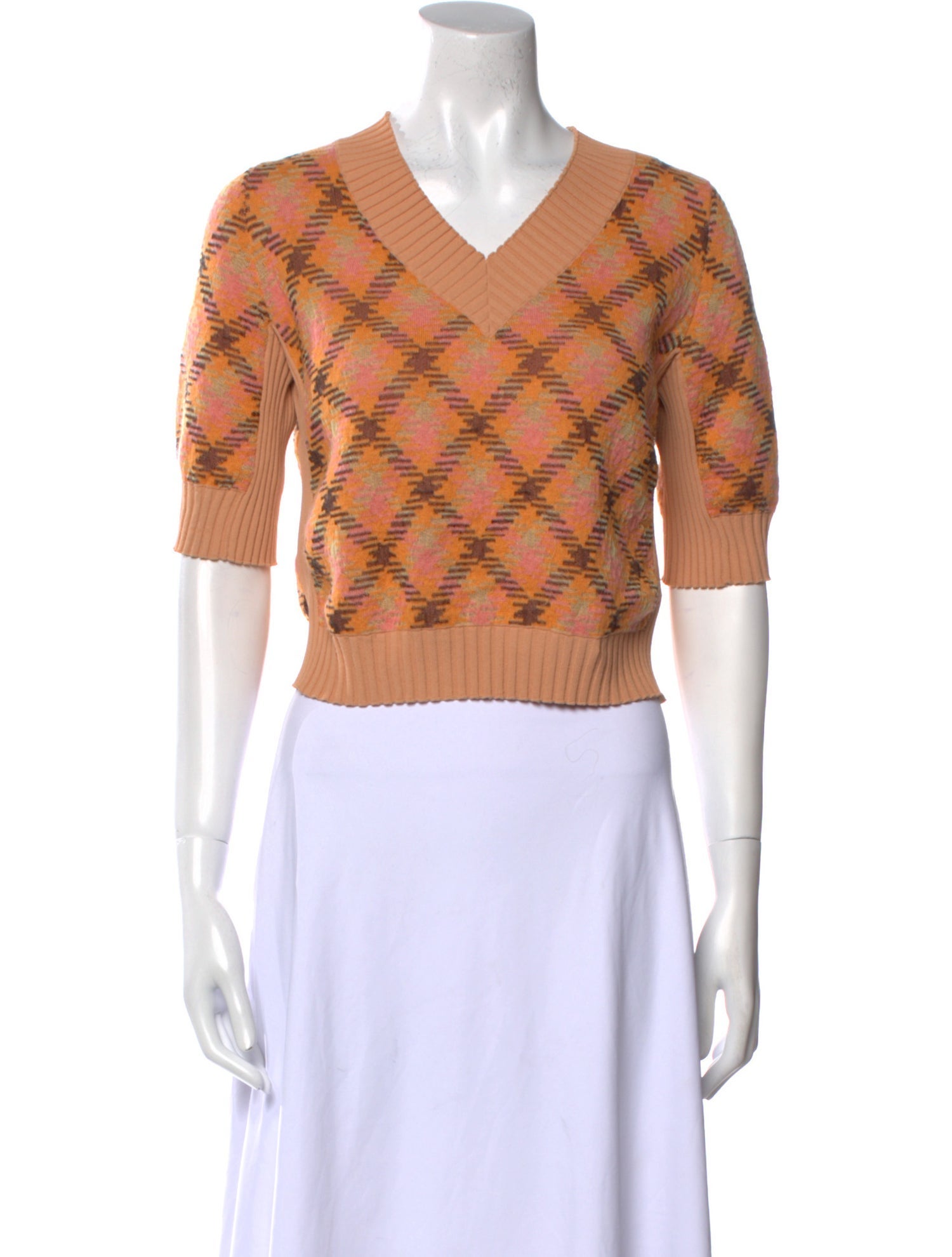 Kiko Kostadinov Alpaca Plaid Print Crop Top