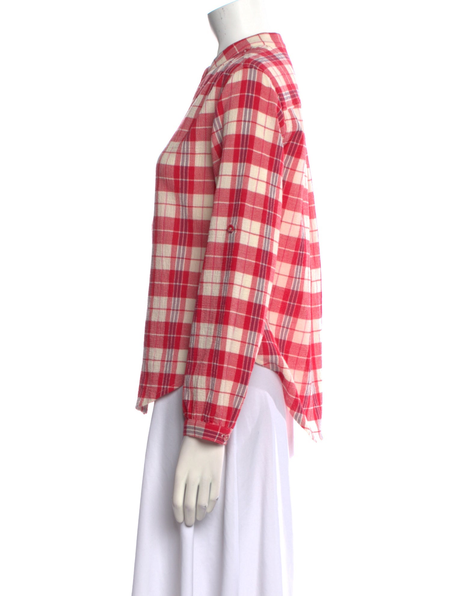 Suzie Kondi Plaid Print Long Sleeve Button-Up Top