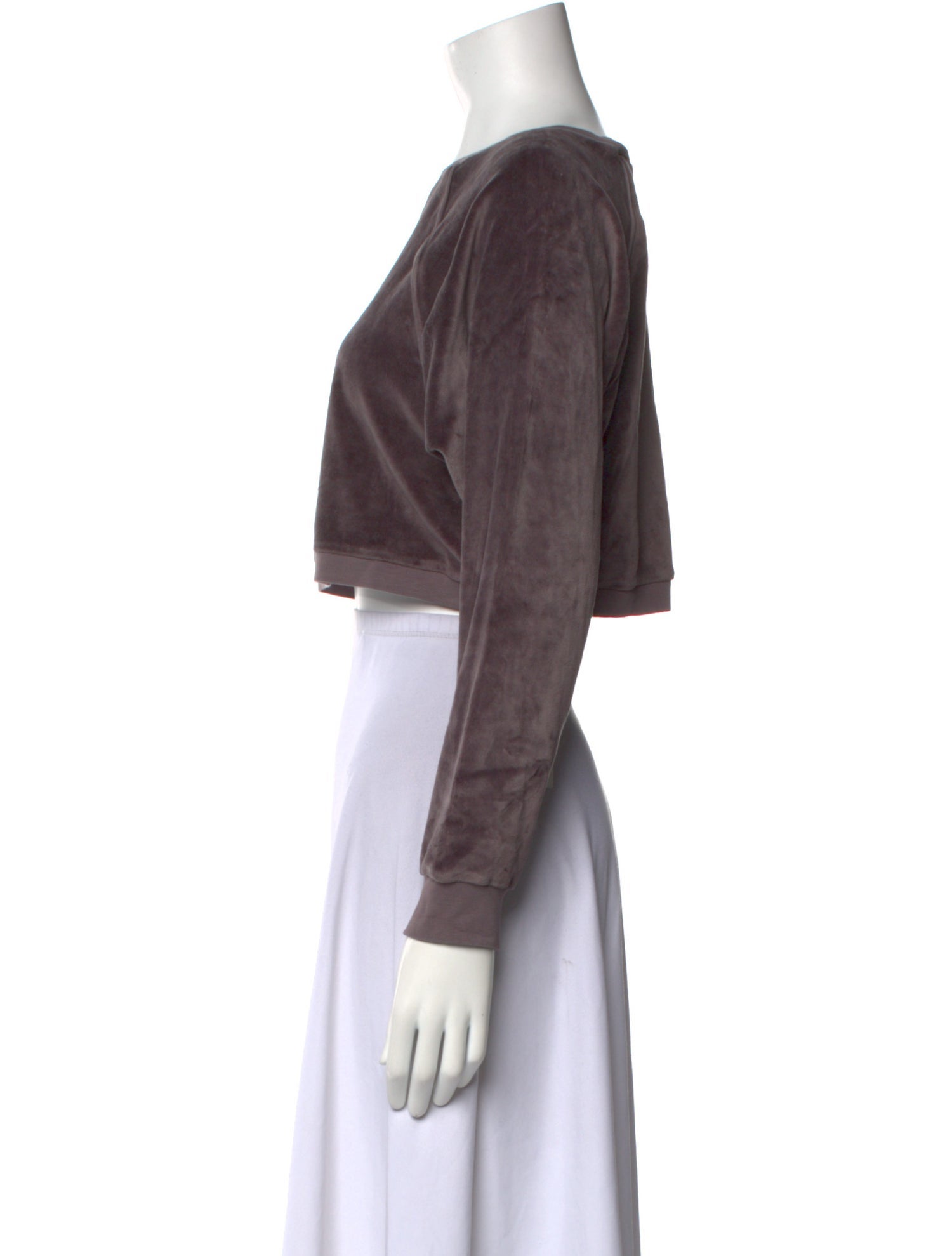 Suzie Kondi Bateau Neckline Long Sleeve Crop Top