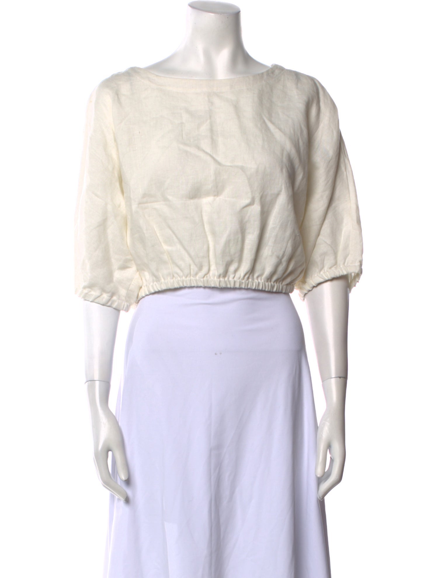 Suzie Kondi Linen Bateau Neckline Crop Top w/ Tags