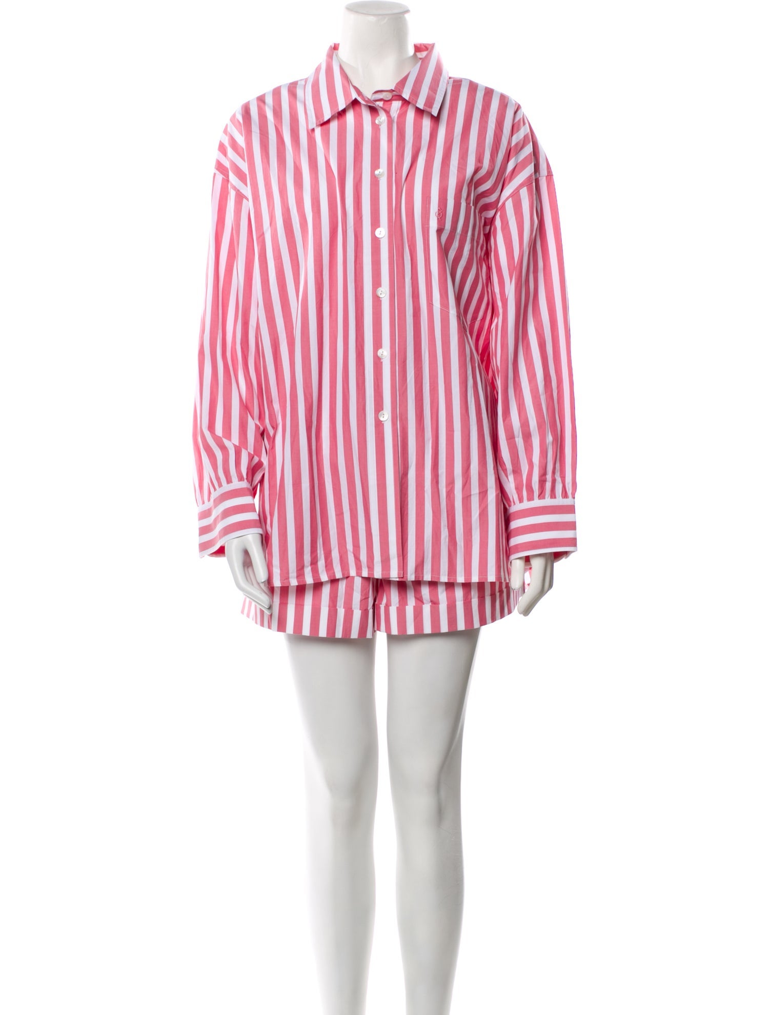 Suzie Kondi Striped Embroidered Accent Short Set w/ Tags