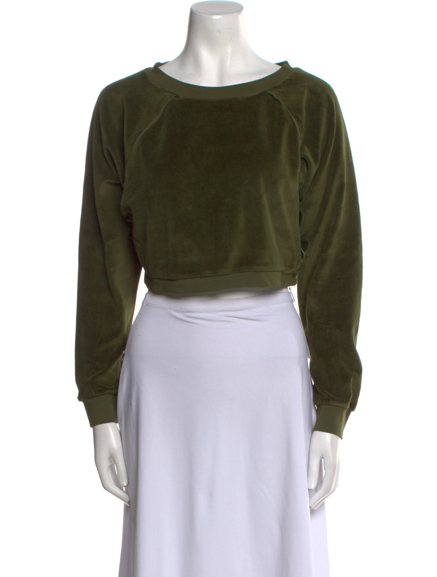 Suzie Kondi Bateau Neckline Long Sleeve Crop Top