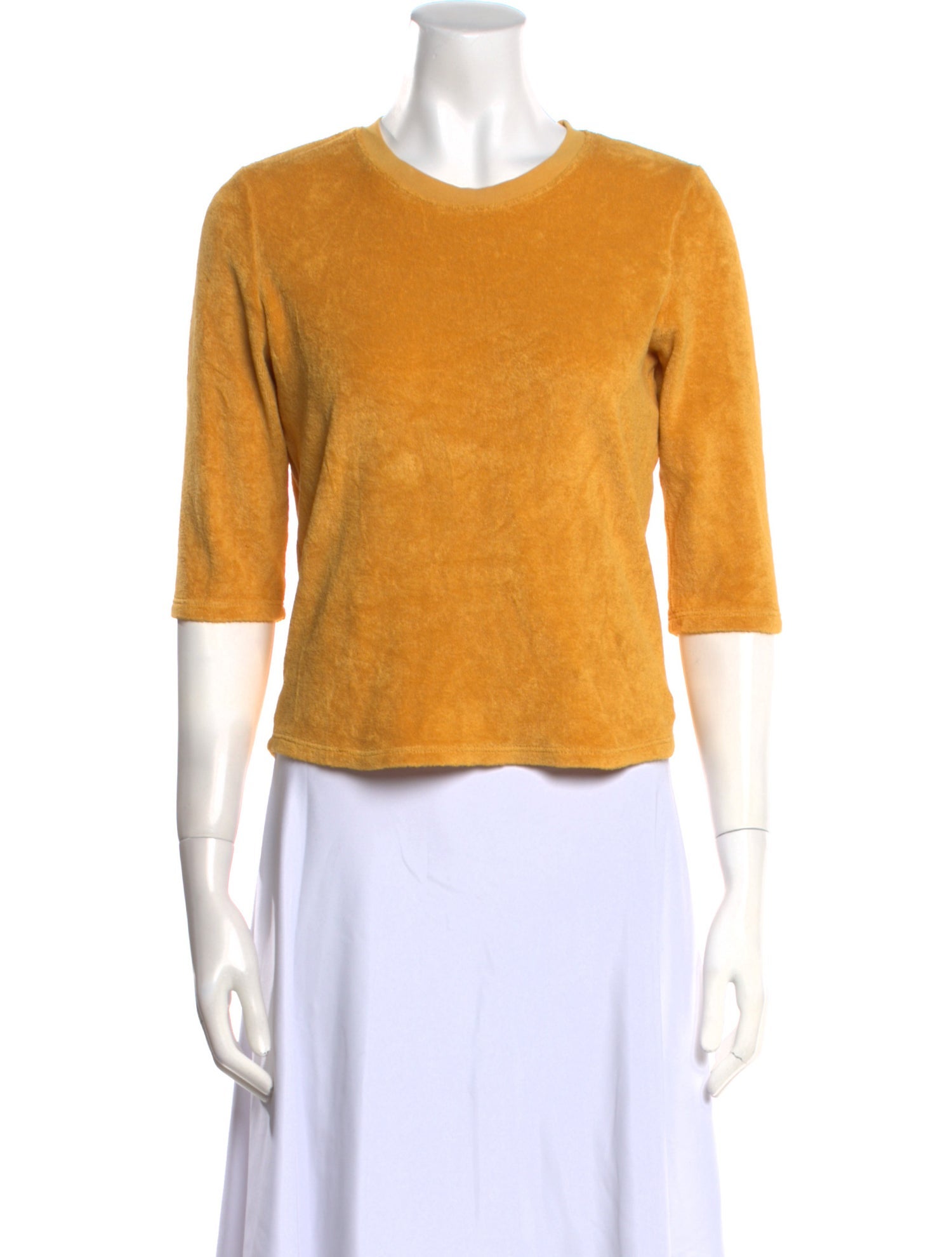 Suzie Kondi Crew Neck Three-Quarter Sleeve Crop Top