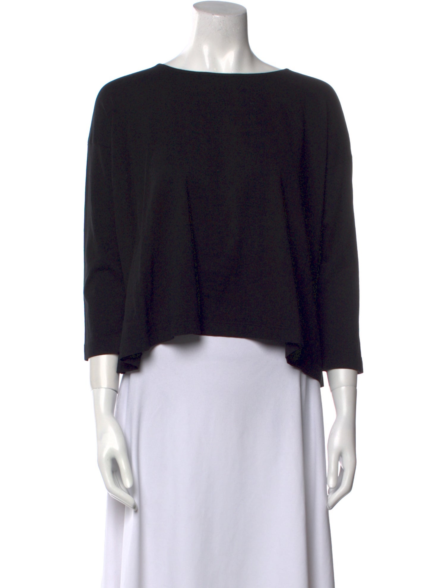 Suzie Kondi Bateau Neckline Three-Quarter Sleeve Crop Top