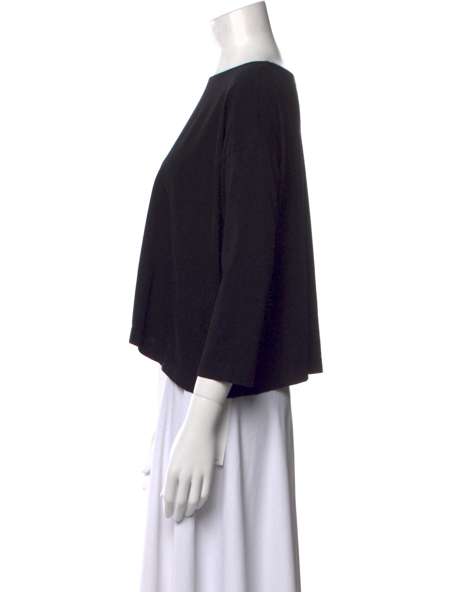 Suzie Kondi Bateau Neckline Three-Quarter Sleeve Crop Top