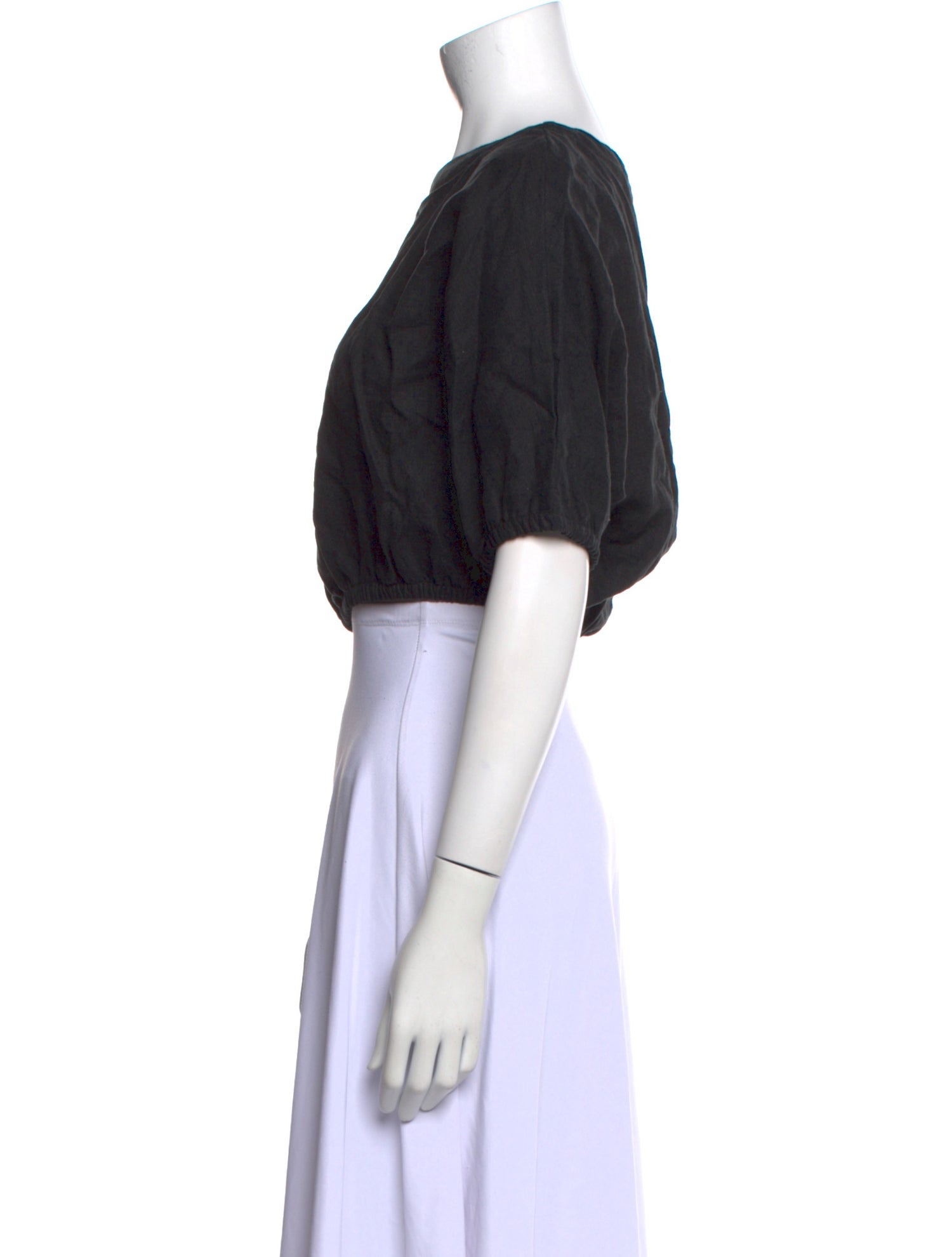 Suzie Kondi Linen Bateau Neckline Crop Top