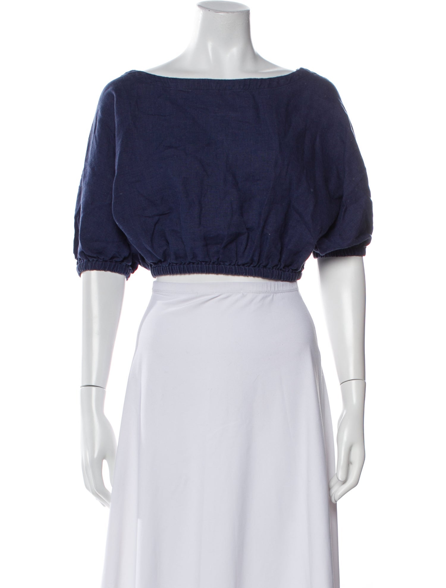 Suzie Kondi Linen Off-The-Shoulder Crop Top