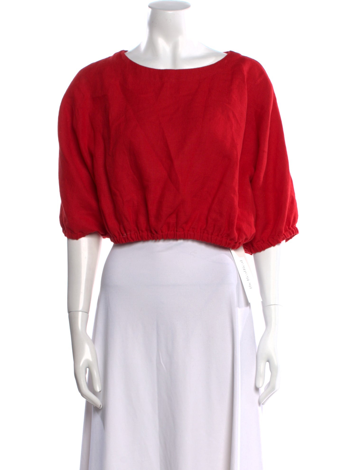 Suzie Kondi Linen Bateau Neckline Crop Top
