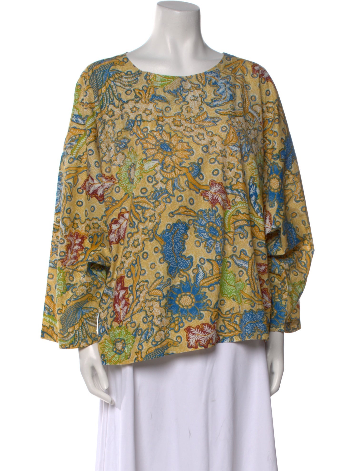 Suzie Kondi Printed Bateau Neckline Blouse w/ Tags