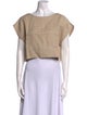 Suzie Kondi Linen Bateau Neckline Crop Top