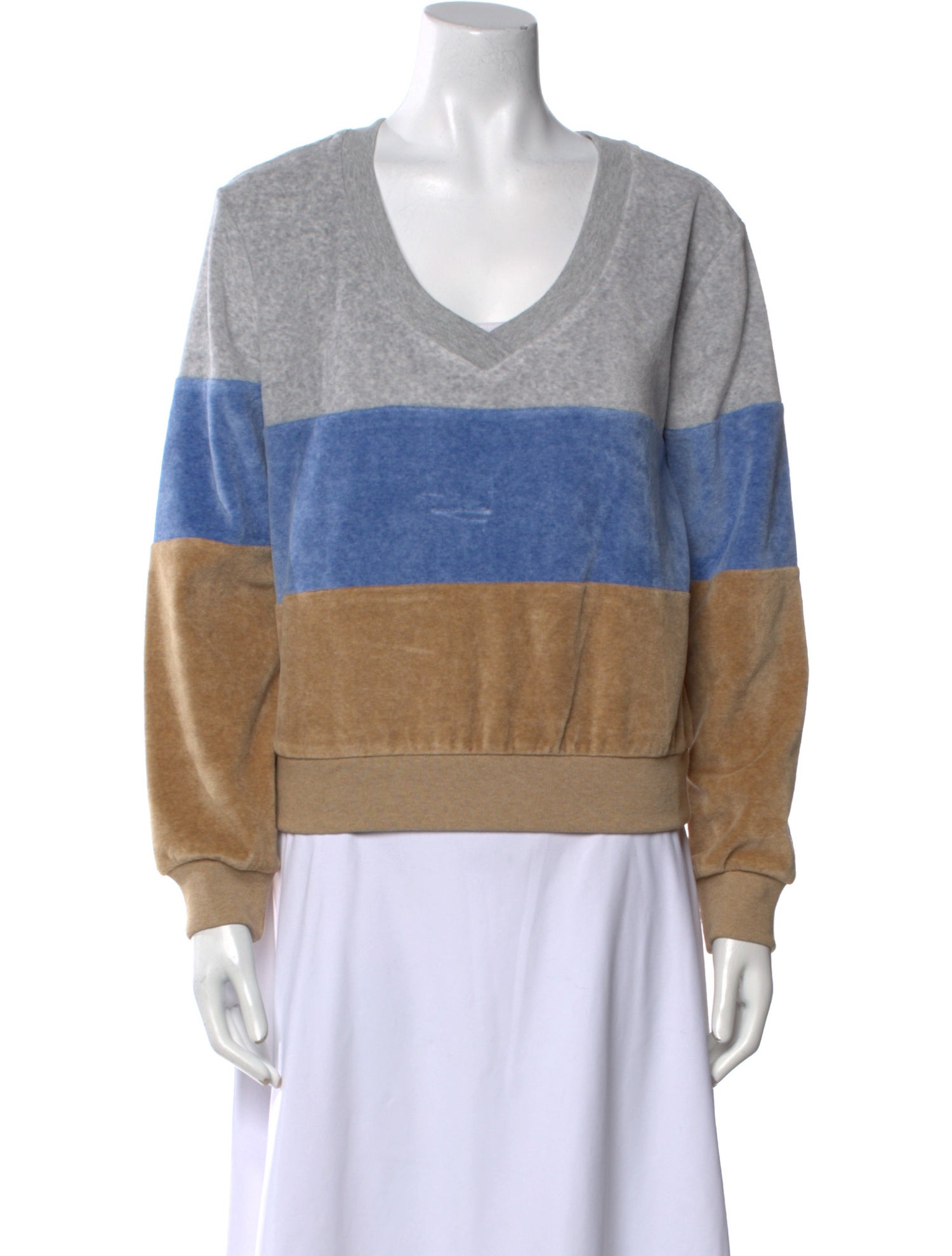 Suzie Kondi Colorblock Pattern V-Neck Sweatshirt w/ Tags